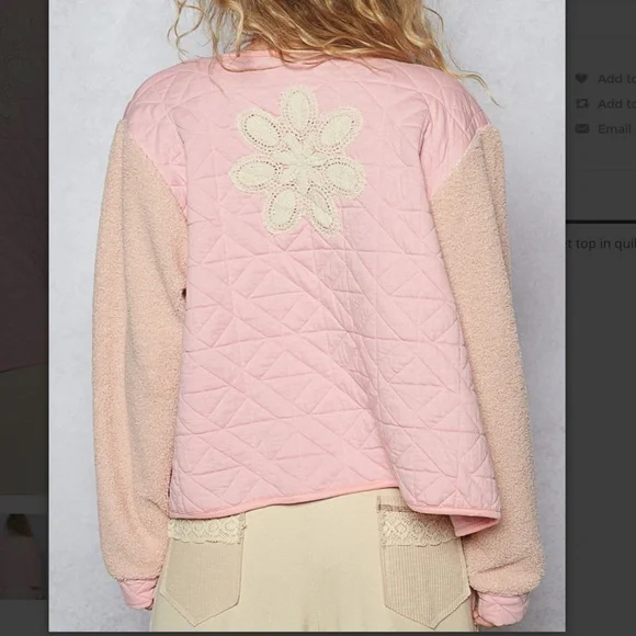 POL “ Pearl “ POL Round Neck Quilted Jacket with Crochet Patchwork Detail 94 - Picture 4 of 4